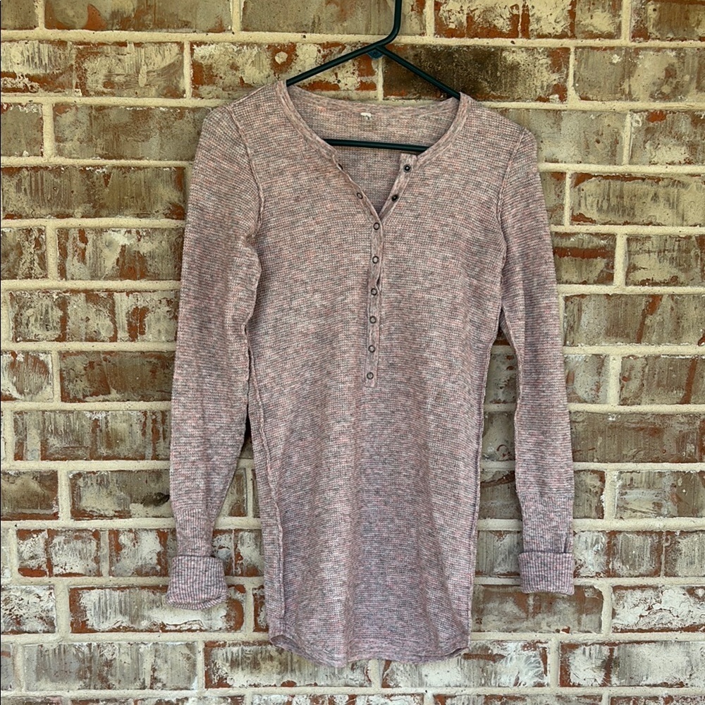 Intimately‎ Free People Heathered Pink Knit Henley  Top